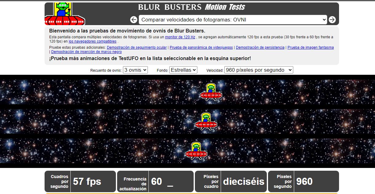 Herramienta para calibrar imágenes con movimiento Blur Busters Motion Tests